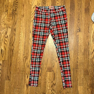 Tipsy Elves red and green plaid leggings size small